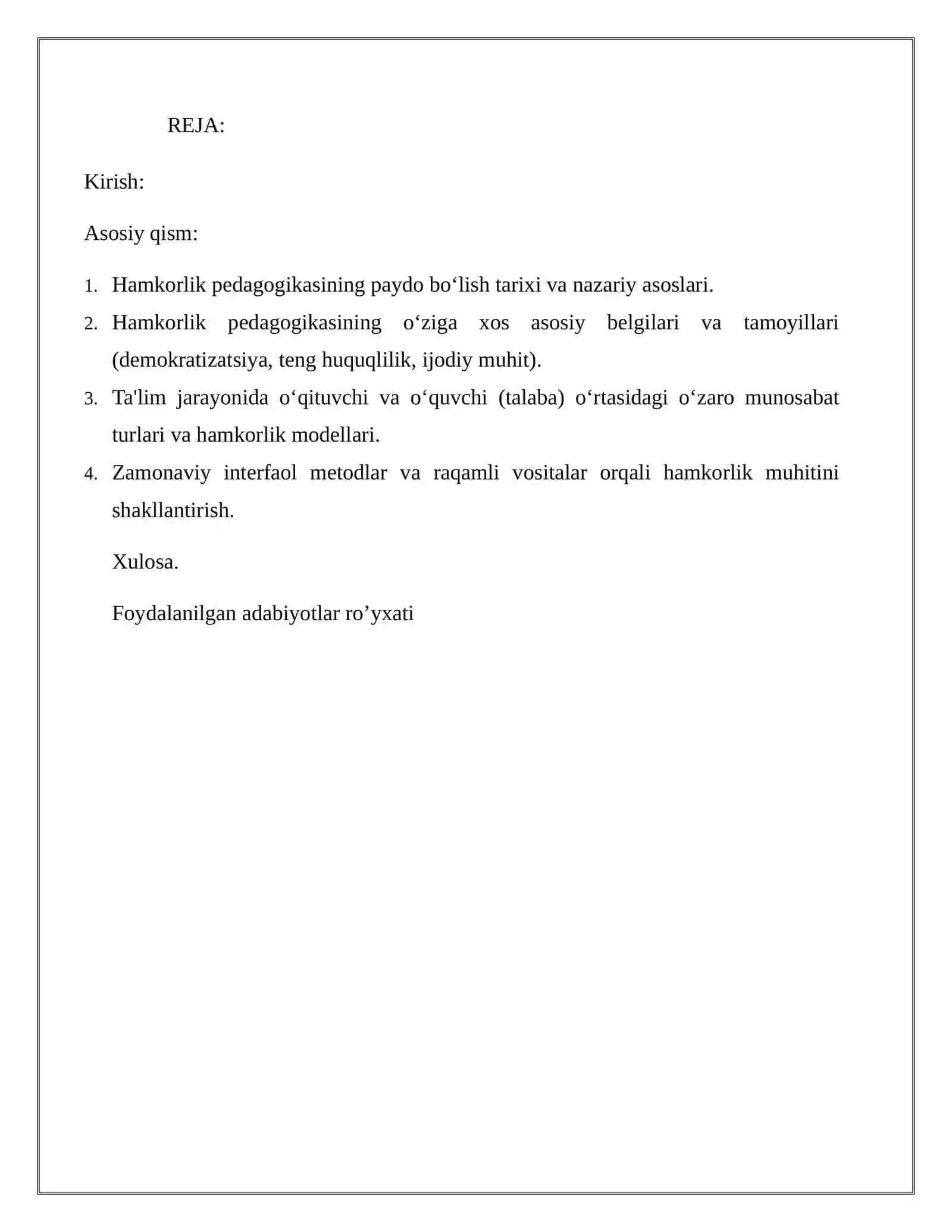 Hamkorlik pedagogikasiga xos belgilarni aniqlash 2