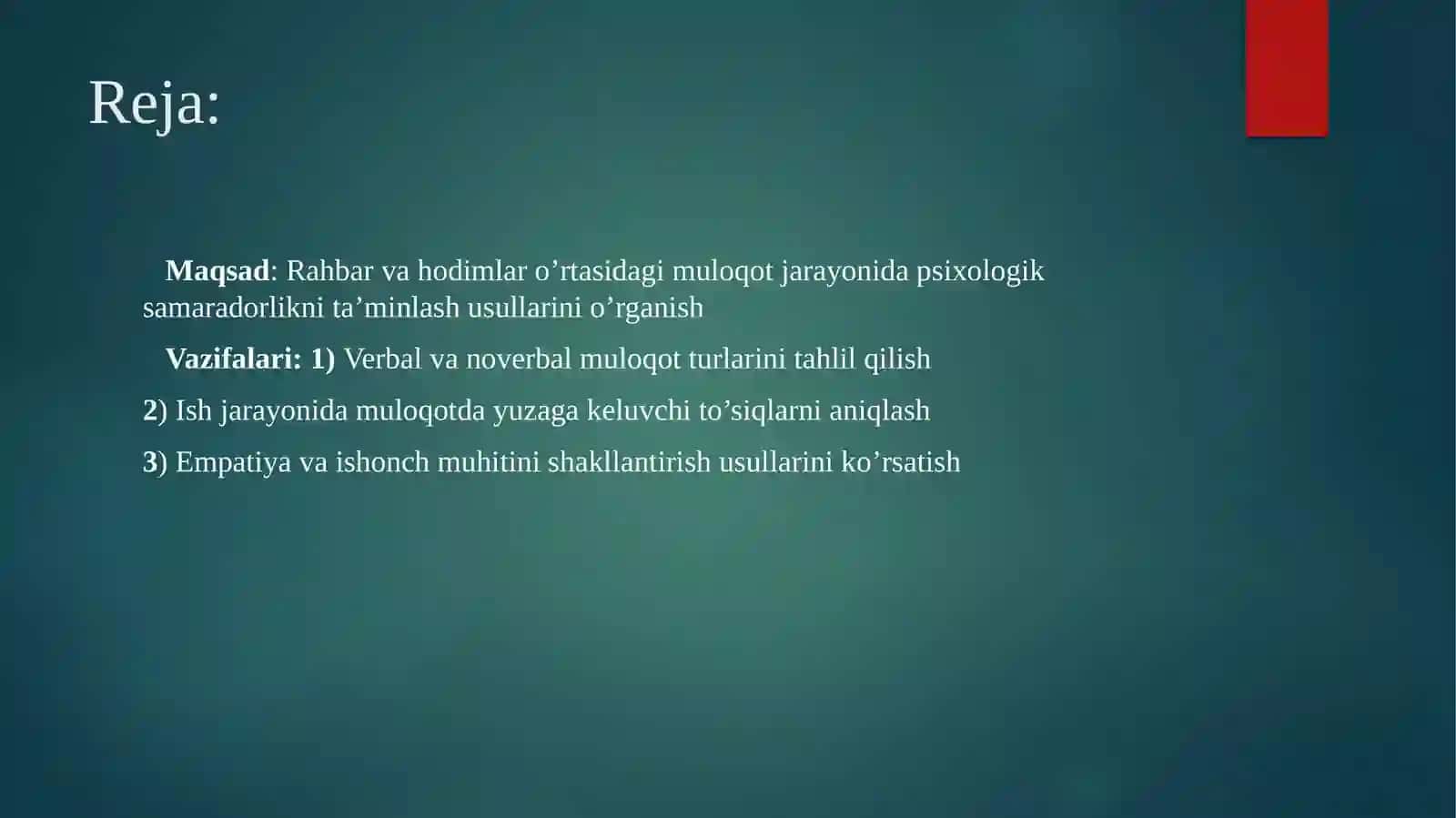 Rahbar va hodim o’rtasida samarali muloqot psixologiyasi 2