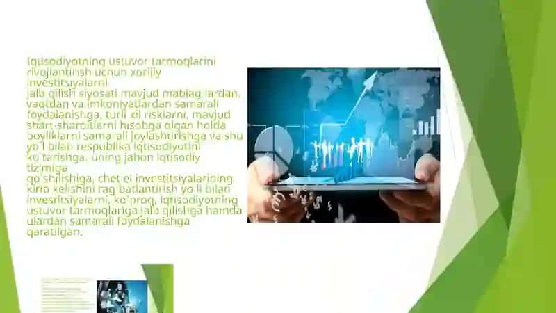 Iqtisodiyotni rivojlantirishda  xorijiy investitsiyalarning roli va ahamiyati 2
