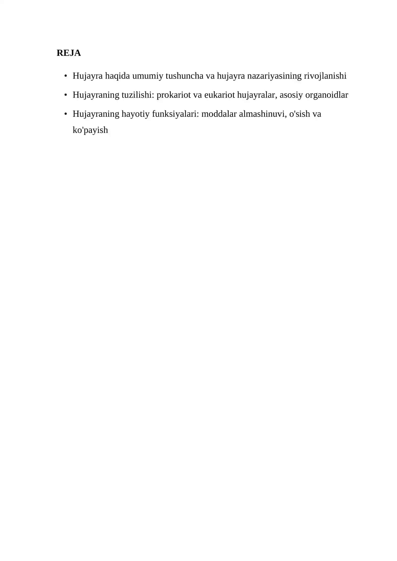 "Hujayra – tiriklikning strukturaviy va funksional birligi" 2