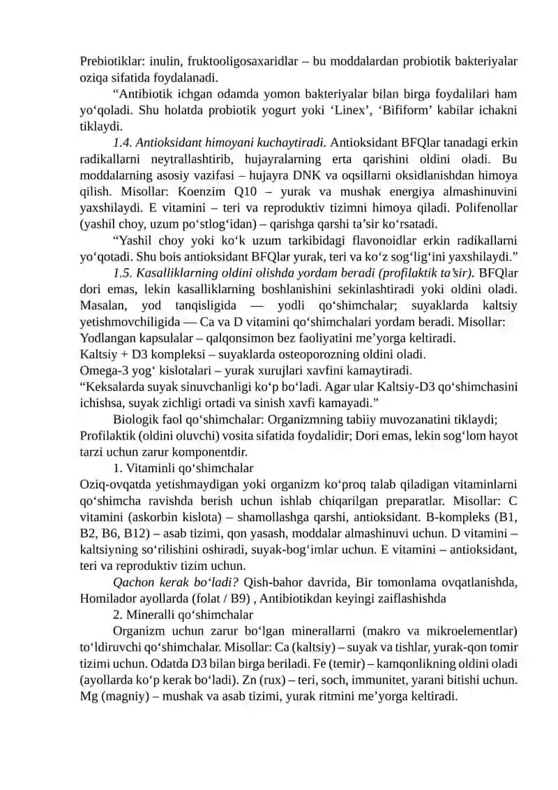 Biologik faol qo‘shimchalarning mohiyati va ahamiyati 2