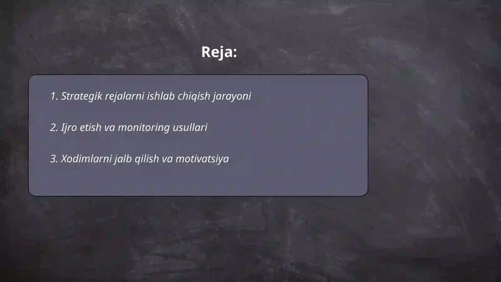 Strategik rejalarni ishlab chiqish jarayoni 2
