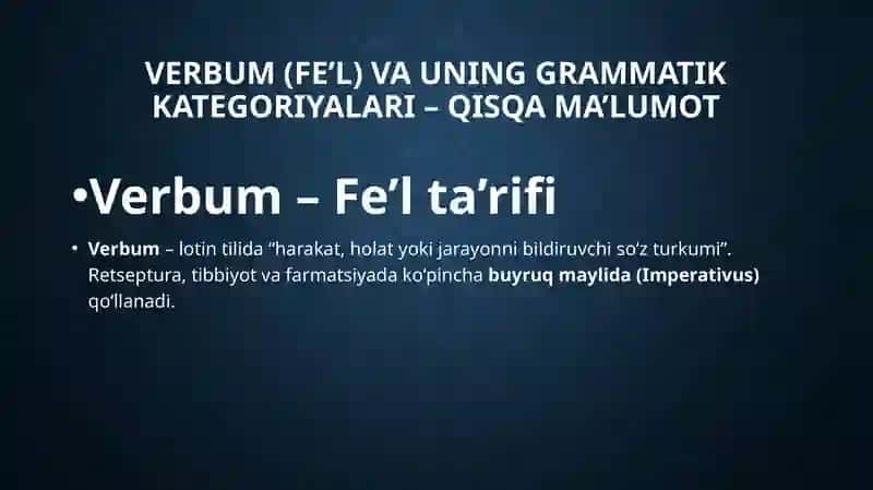 Verbum (Fe’l) va uning grammatik kategoriyalari 2