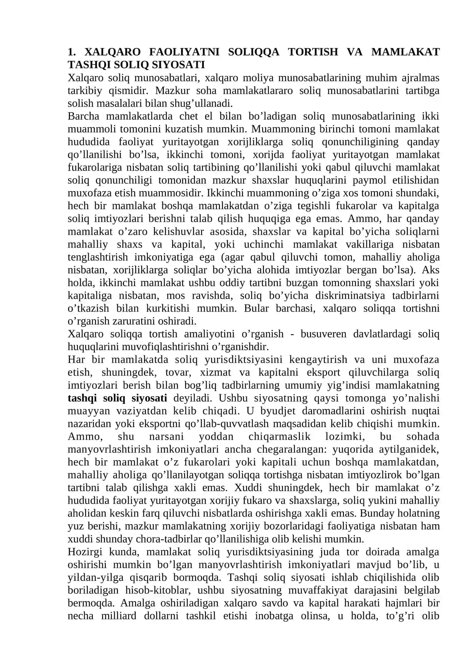 Xalqaro soliq munosabatlari 2