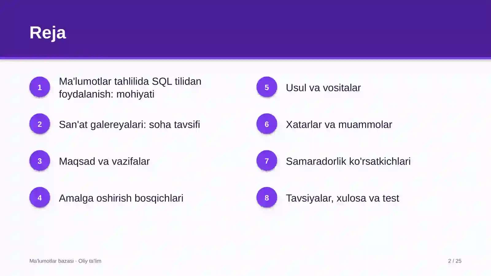 san'at galereyalarida ma'lumotlar tahlilida sql tilidan foydalanish 7001 2