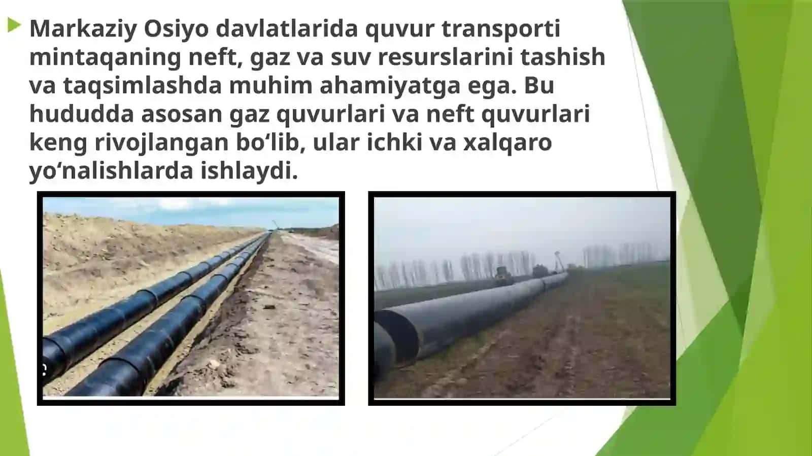 Markaziy Osiyo mamlakatlariningning quvur transporti 2