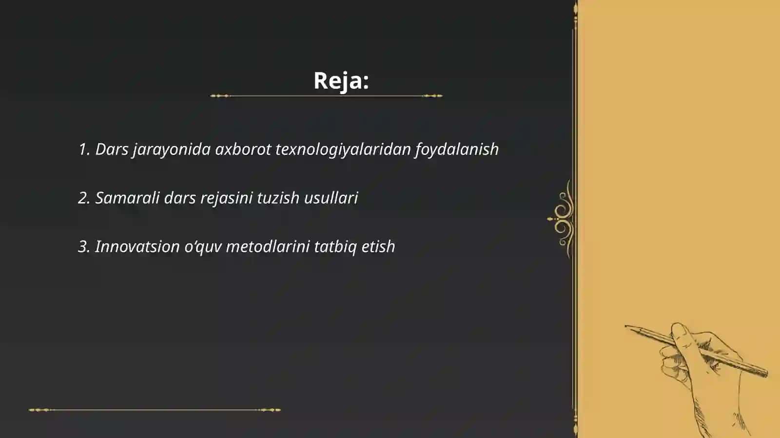 Dars (mashgʻulot)mavzusiga oid taqdimot tayyarlash 2