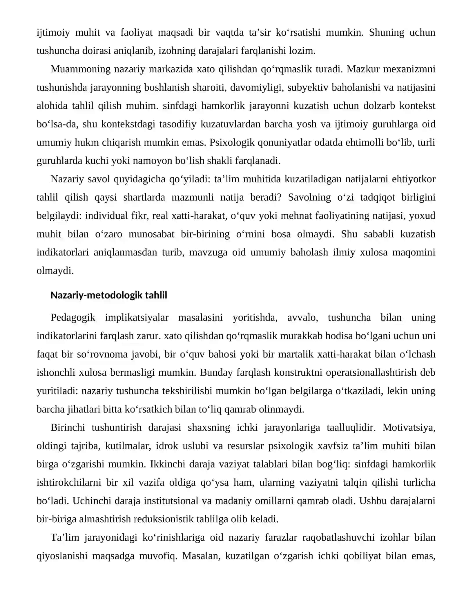 PSIXOLOGIK XAVFSIZ TA’LIM MUHITI — TA’LIM JARAYONIDAGI KO‘RINISHLARI 2