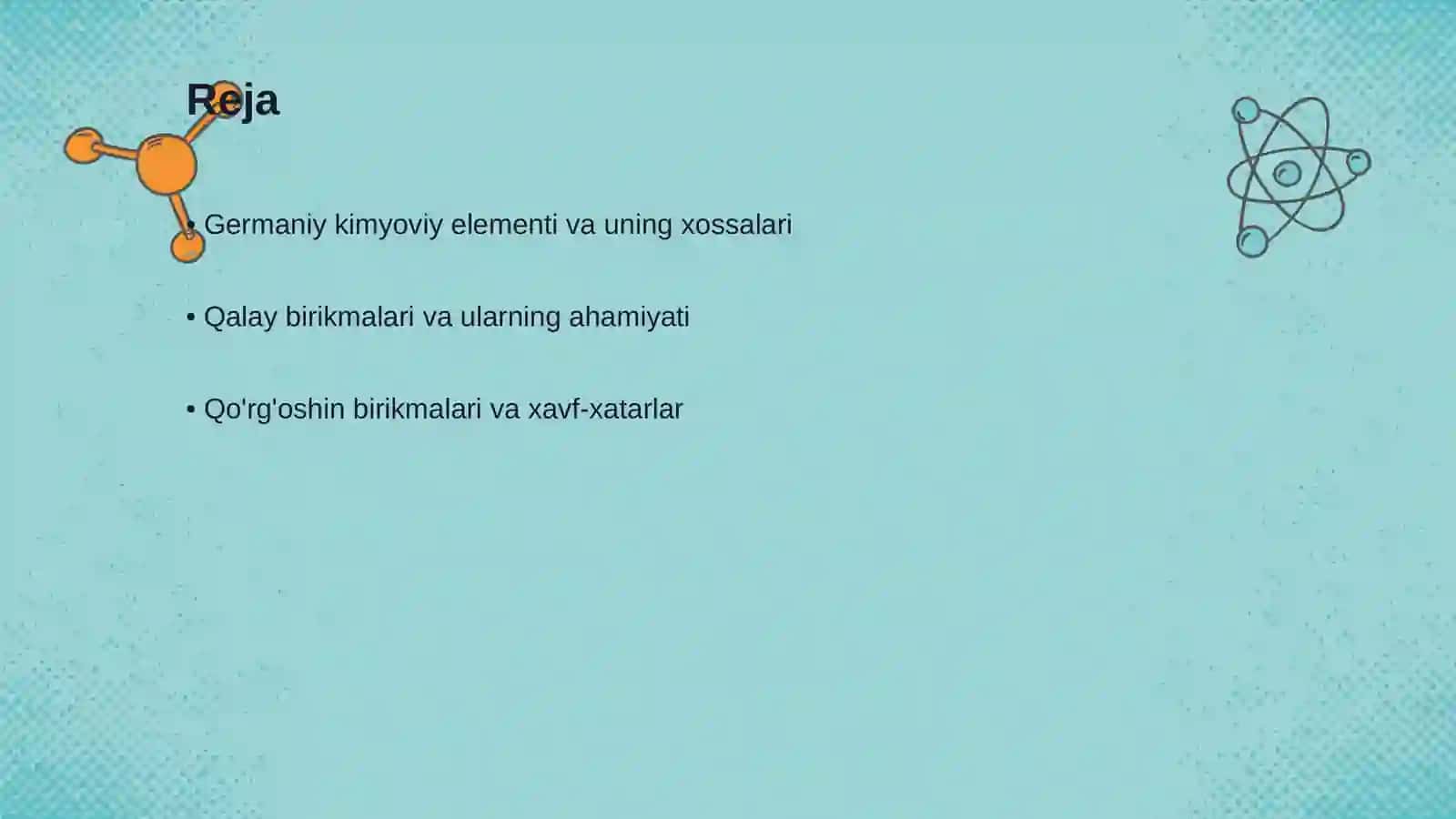 Germaniy, qalay, qo'rg'oshin birikmalari. Ularning xossalari 2