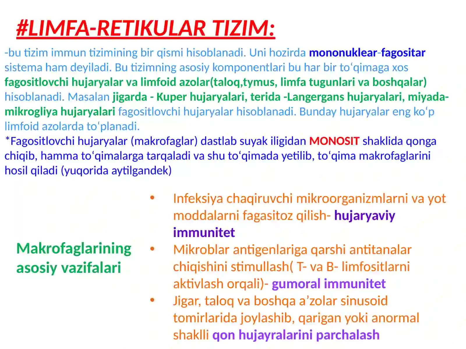 IMMUN VA LIMFA-RETIKULAR TIZIM BIOKIMYOSI 2