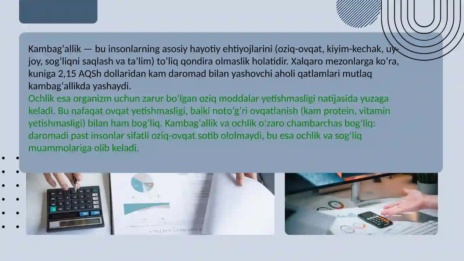 Jahon xo‘jaligida kambag‘allik va ochlik muammolari 2