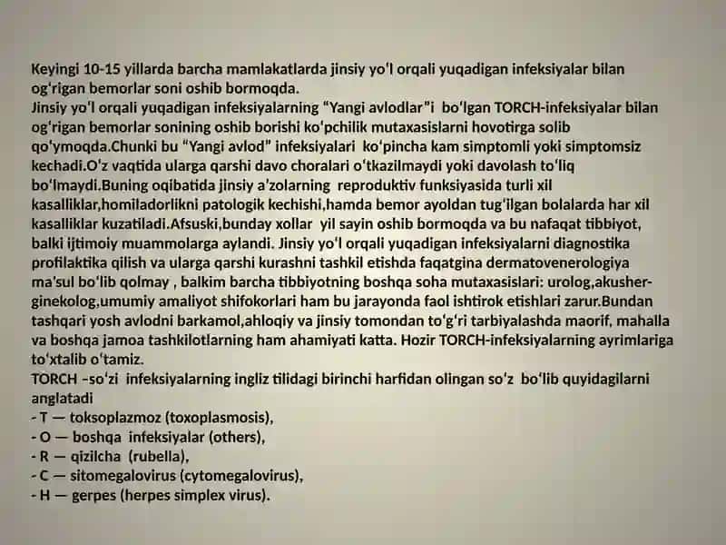 TORCH infeksiyasining epidemiologiyasi 2