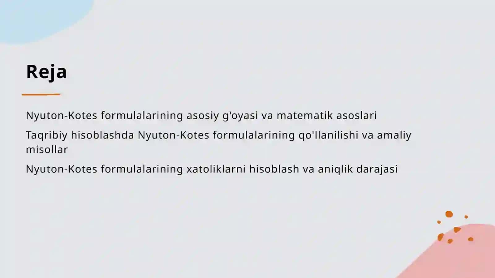 Nyuton-Kotes formulalari 2