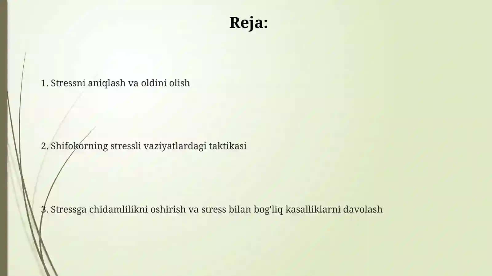 Stress psixodiagnostikasi, profilaktikasi va stress holatlarida vrachning taktikasi 2