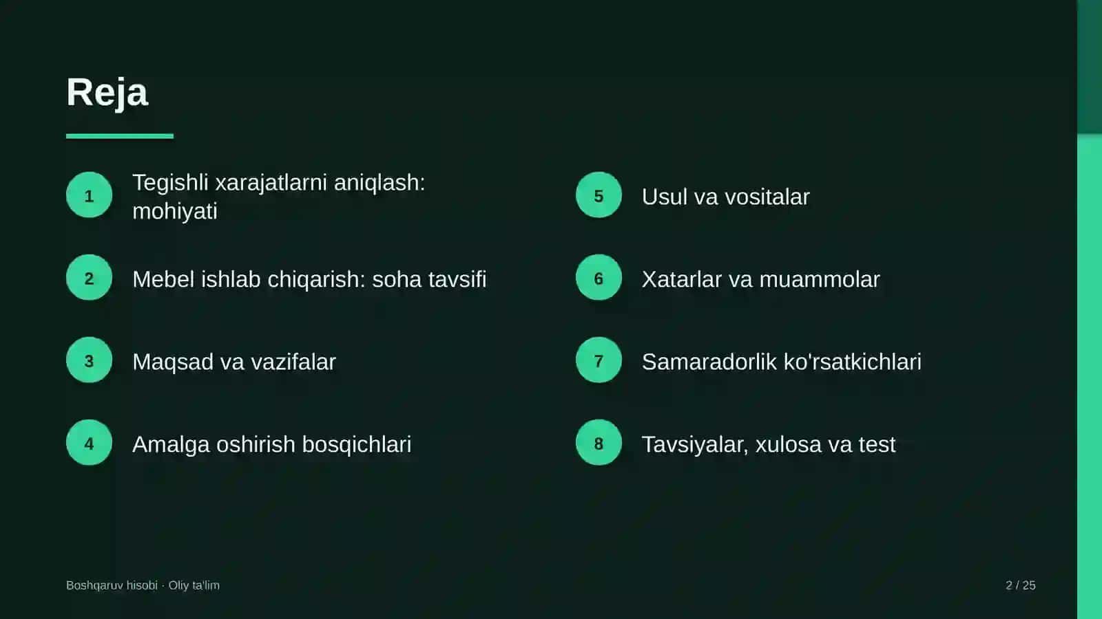 mebel ishlab chiqarishda qaror qabul qilish uchun tegishli xarajatlarni aniqlash 8407 2