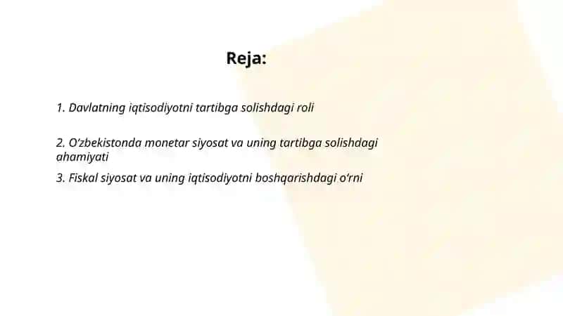 Davlat tomonidan iqtisodiyotni tartibga solishning zamonaviy tendensiyalari va ularni Oʻzbekistonda qoʻllanilishi imkoniyatlari 2