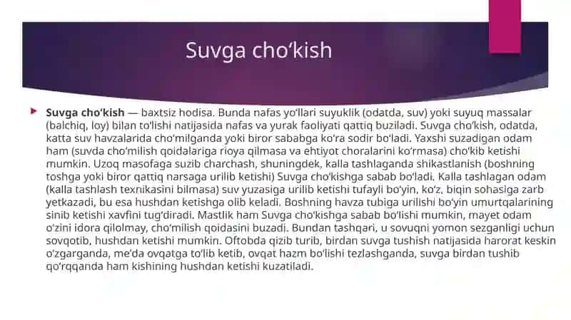 CHukishda shoshilinch yordam tamoyillari. 2