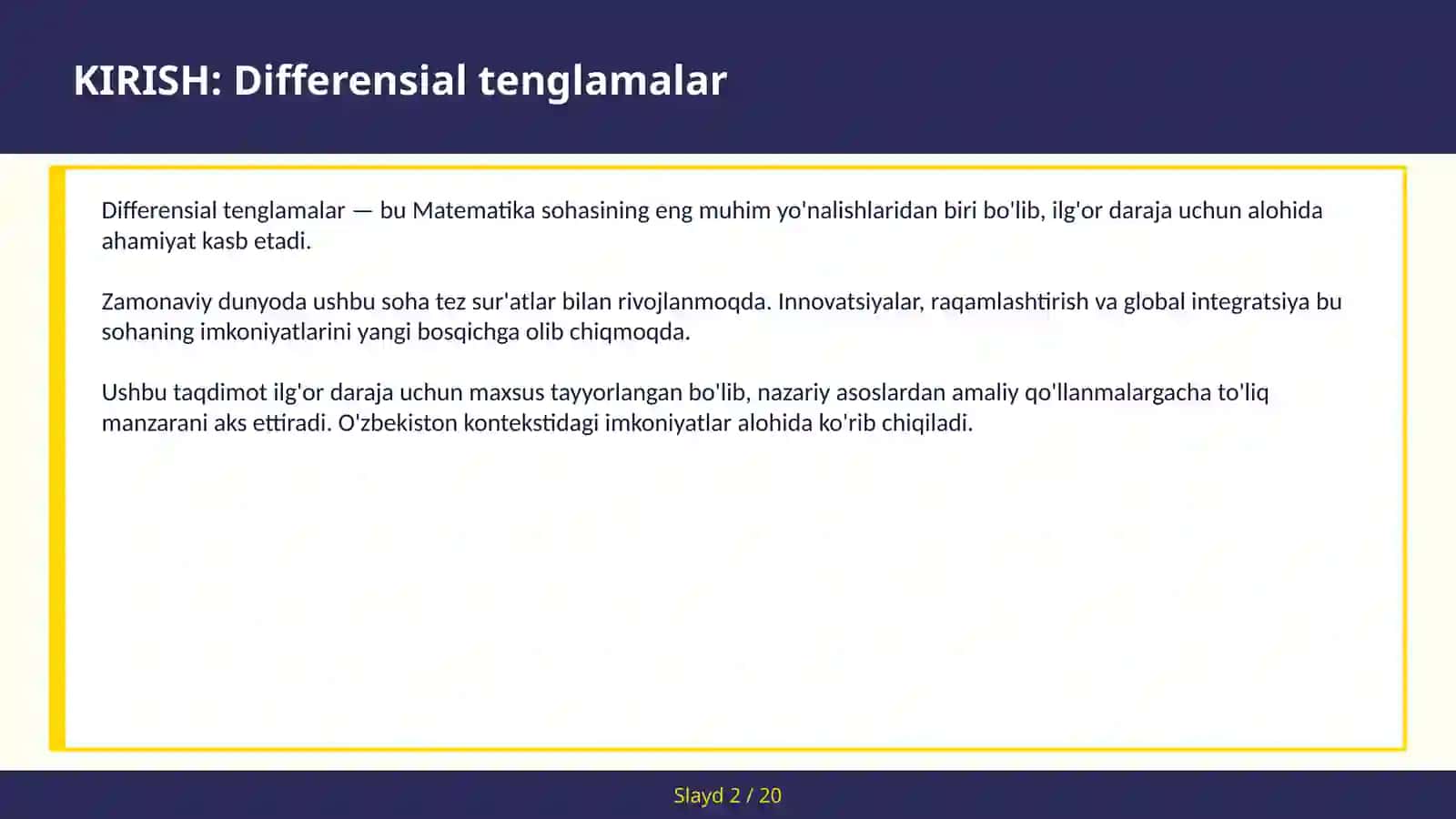 Differensial tenglamalar 2