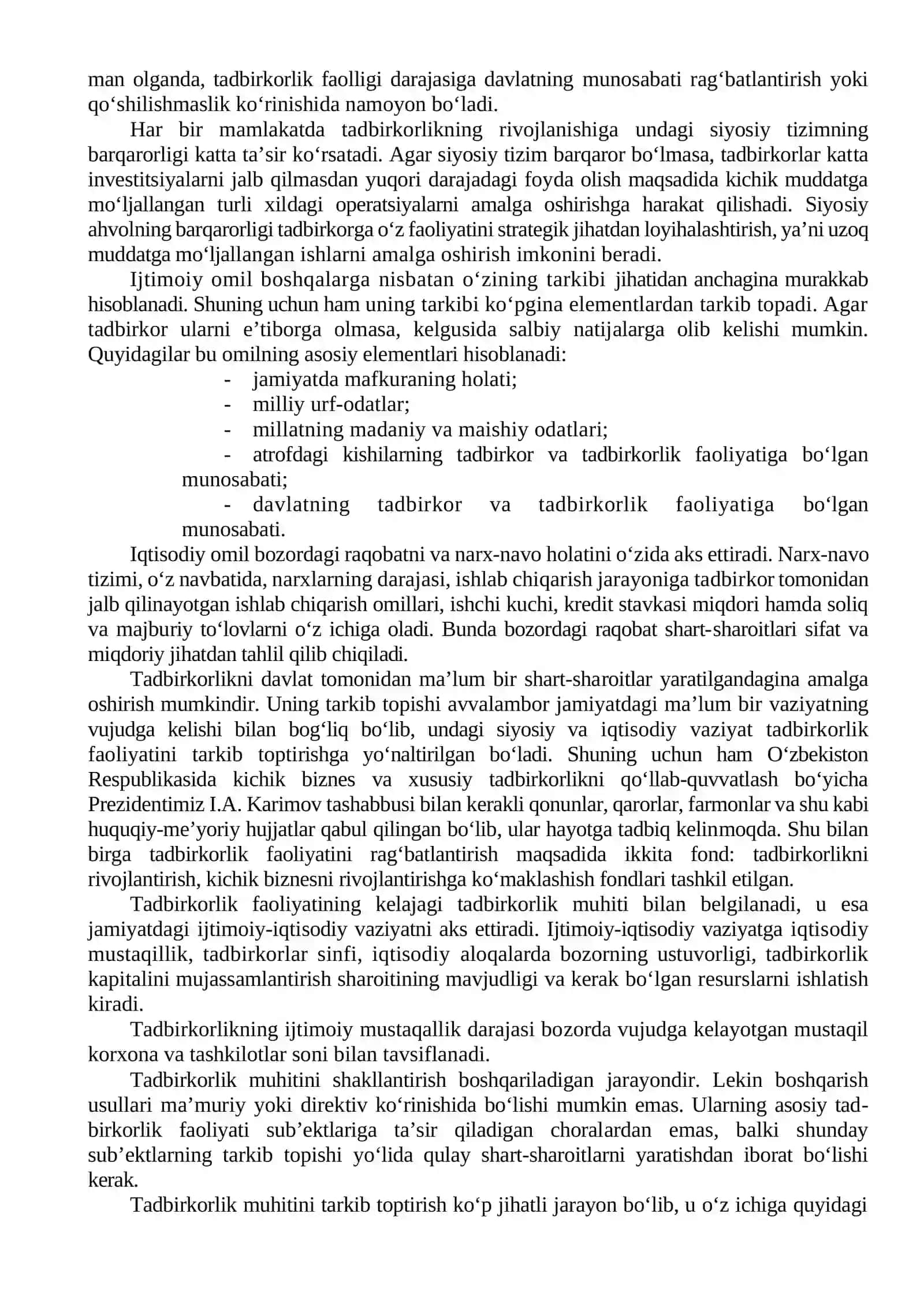 Kichik biznes va tadbirkorlik muhiti va unga ta’sir etuvchi omillar 2
