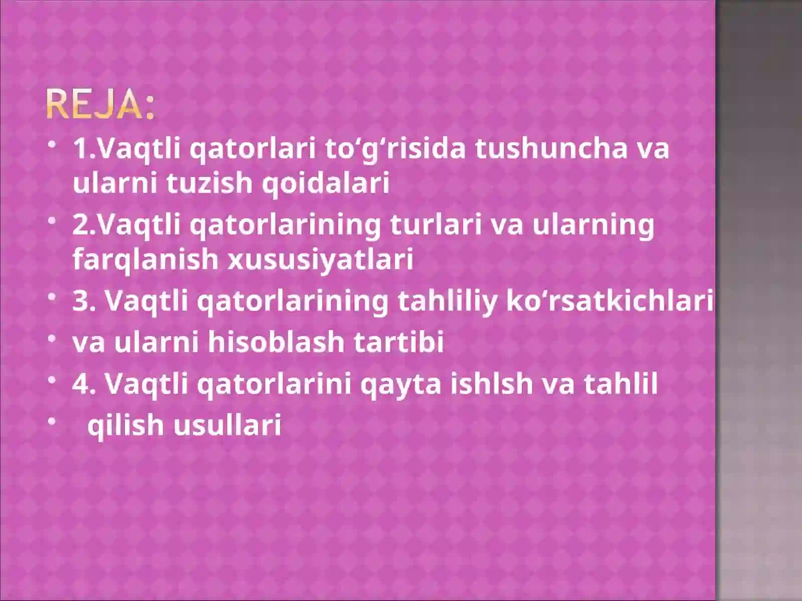 Vaqtli qatorlari to‘g‘risida tushuncha va ularni tuzish qoidalari 2