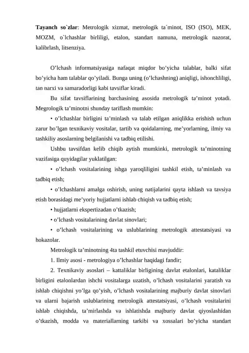 Metrologiya xizmati hamda metrologik ta`minot 2