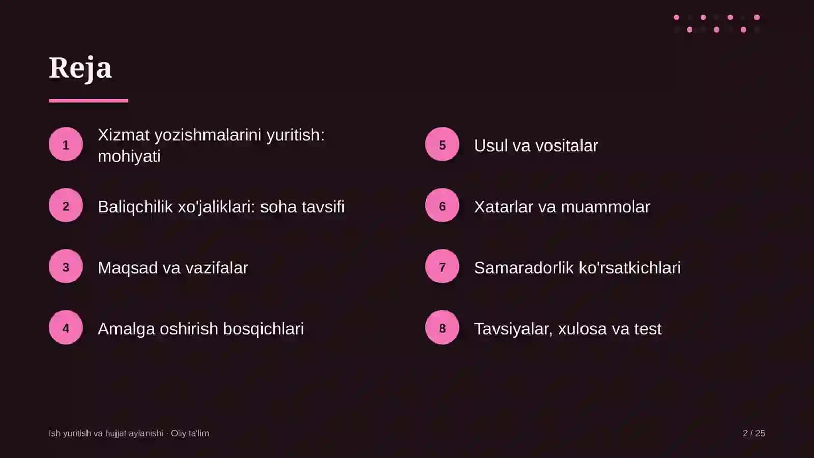baliqchilik xo'jaliklarida xizmat yozishmalarini yuritish 2675 2