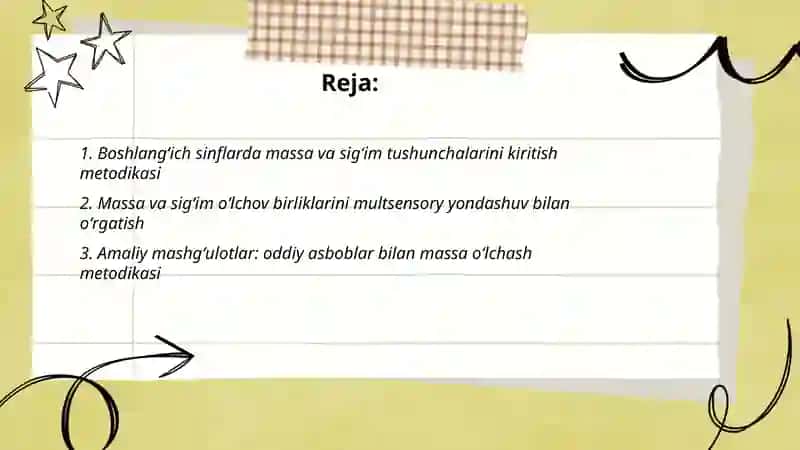 Boshlangʻich sinflarda massa va sigʻim oʻlchov birliklarini orgatish metodikasi 2