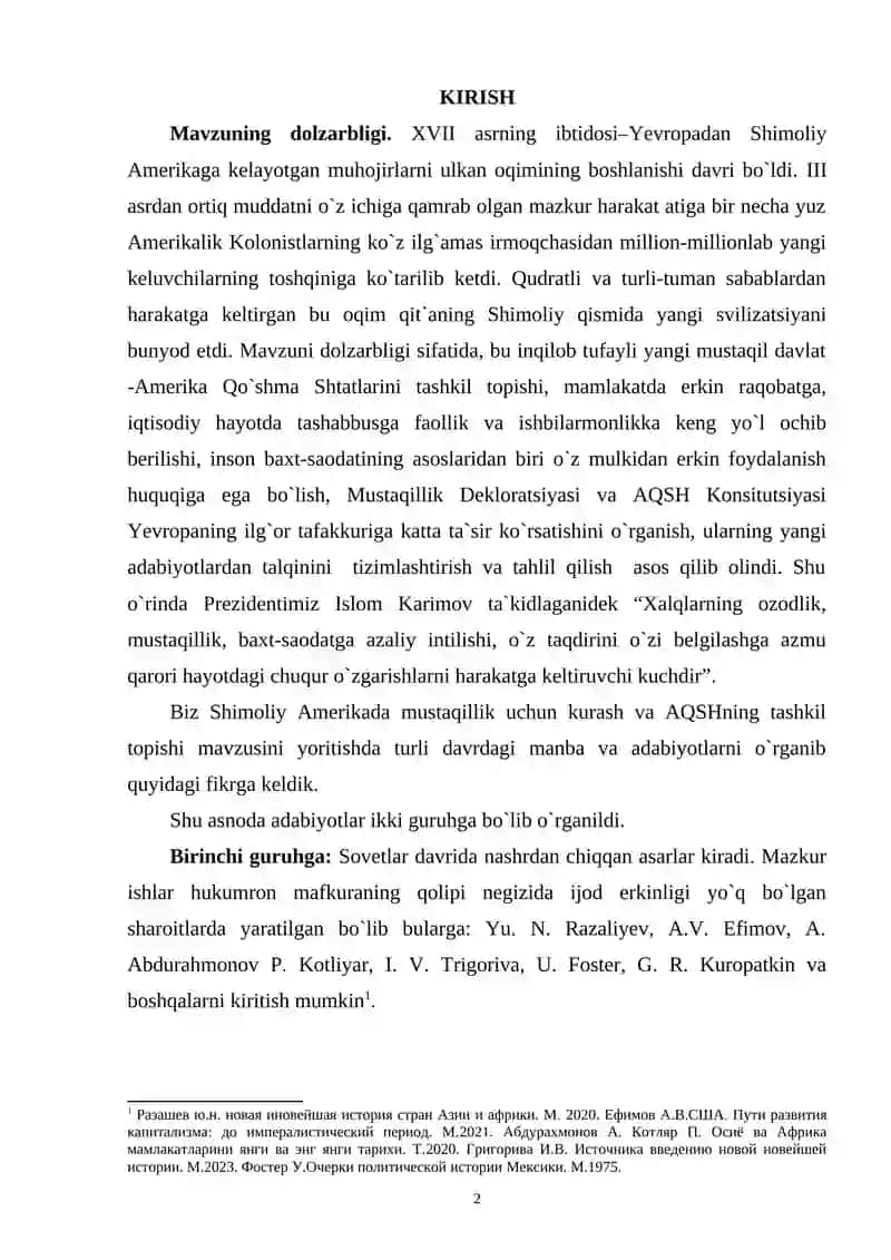 MUSTAQIILIK UCHUN OLIB BORILGAN KURASH, NATIJALAR VA YANGI QARASHLAR 2