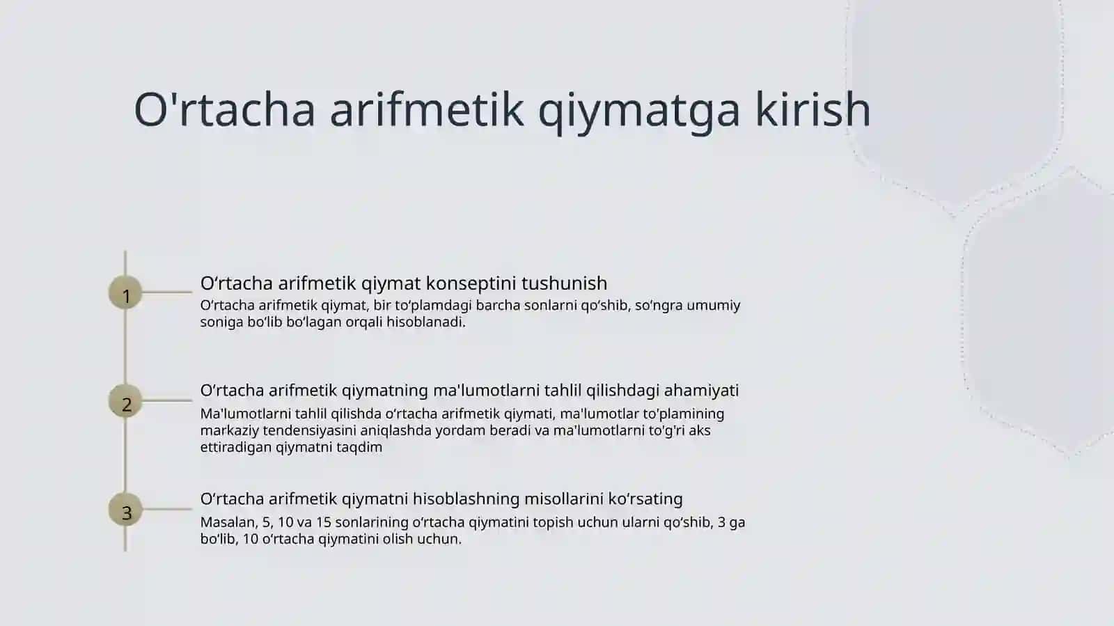 Oʻrtacha arifmetik qiymat uning xossalari 2