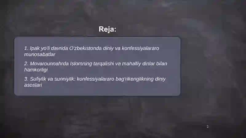 O'zbekistonda konfessiyalararo diniy bag'rikenglikning tarixiy tajribasi 2