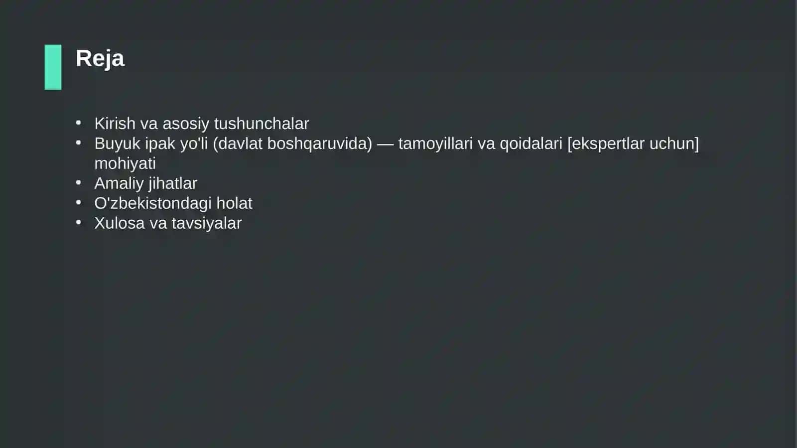 Buyuk ipak yo'li (davlat boshqaruvida) — tamoyillari va qoidalari [ekspertlar uchun] 2