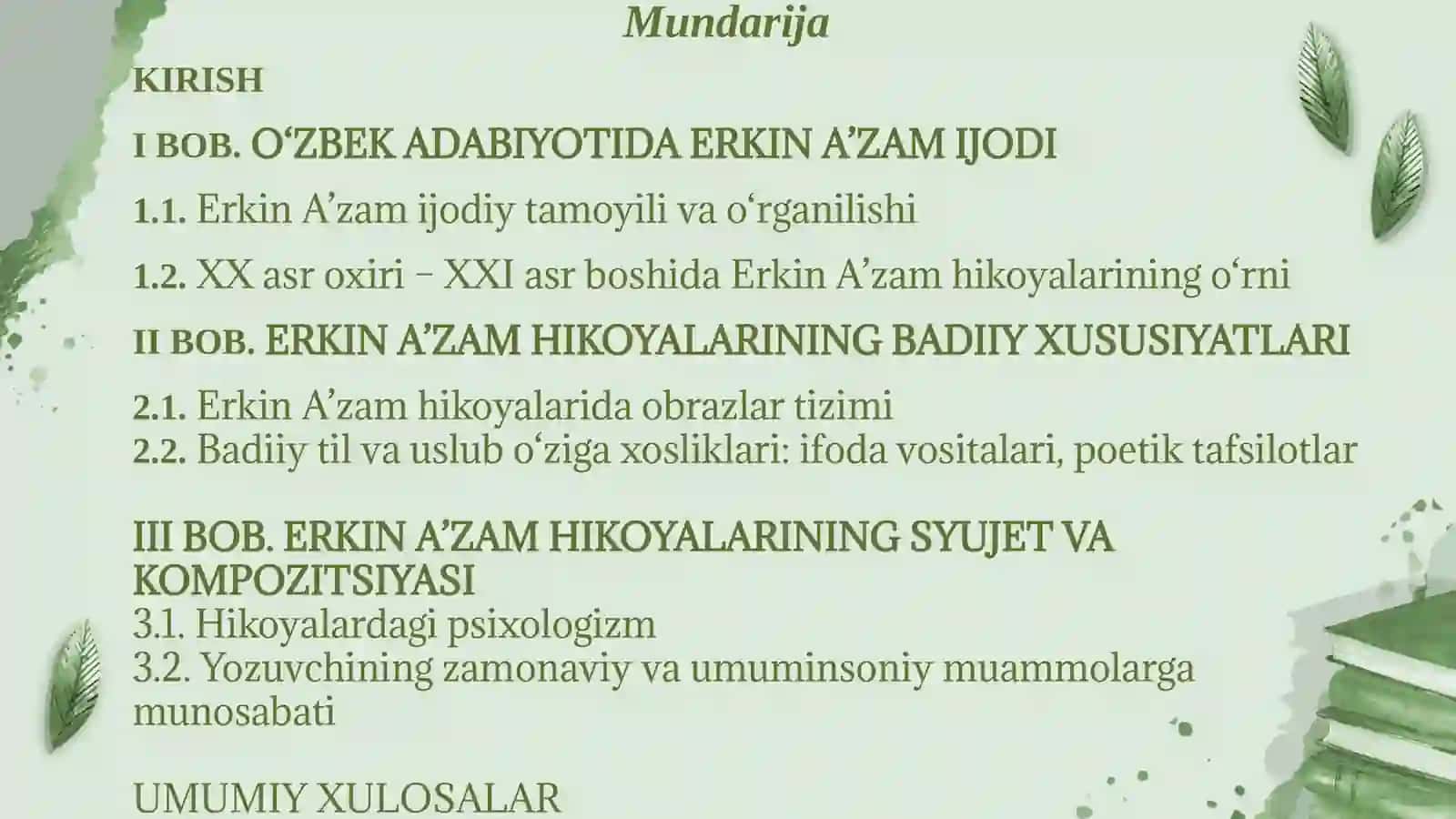 Erkin A’zam hikoyalari badiiyati 2