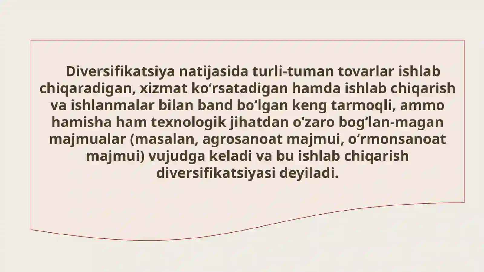 Ishlabchiqarishni diversifikatsiyalash va modernizatsiyalash samaradorligi 2