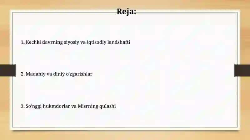 Soʻngi podsholik davrida Misr 2