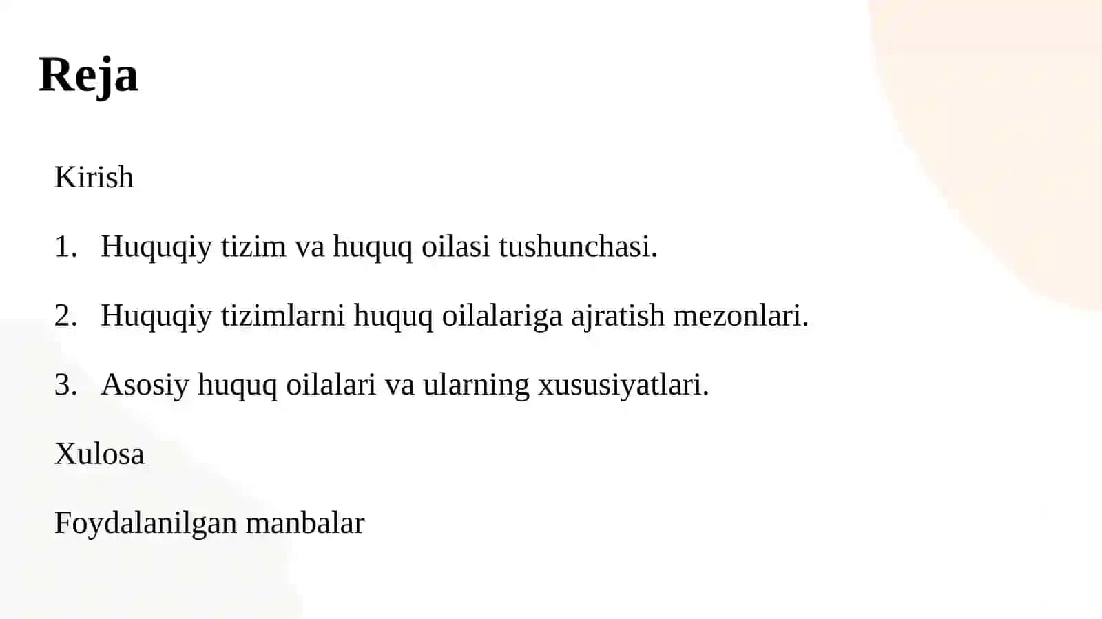 Huquqiy tizimlarni huquq oilalariga ajratish mezonlari 2