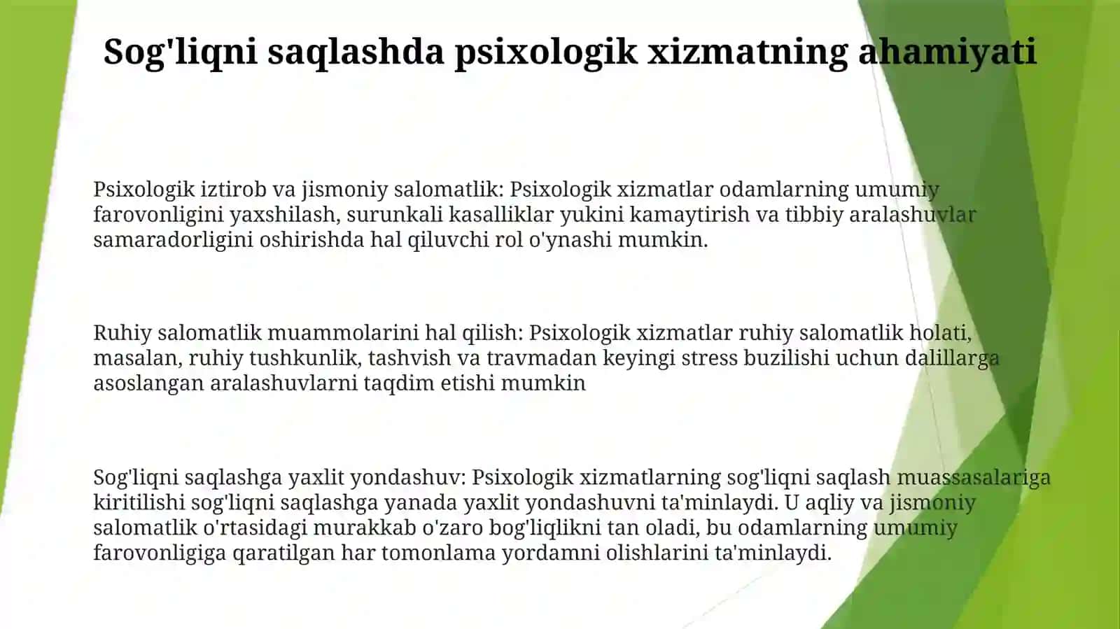 Yevropa Davlatlarining Sog'Liqni Saqlash Tizimida Psixologik XizmatningO'ZigaXosligi 2