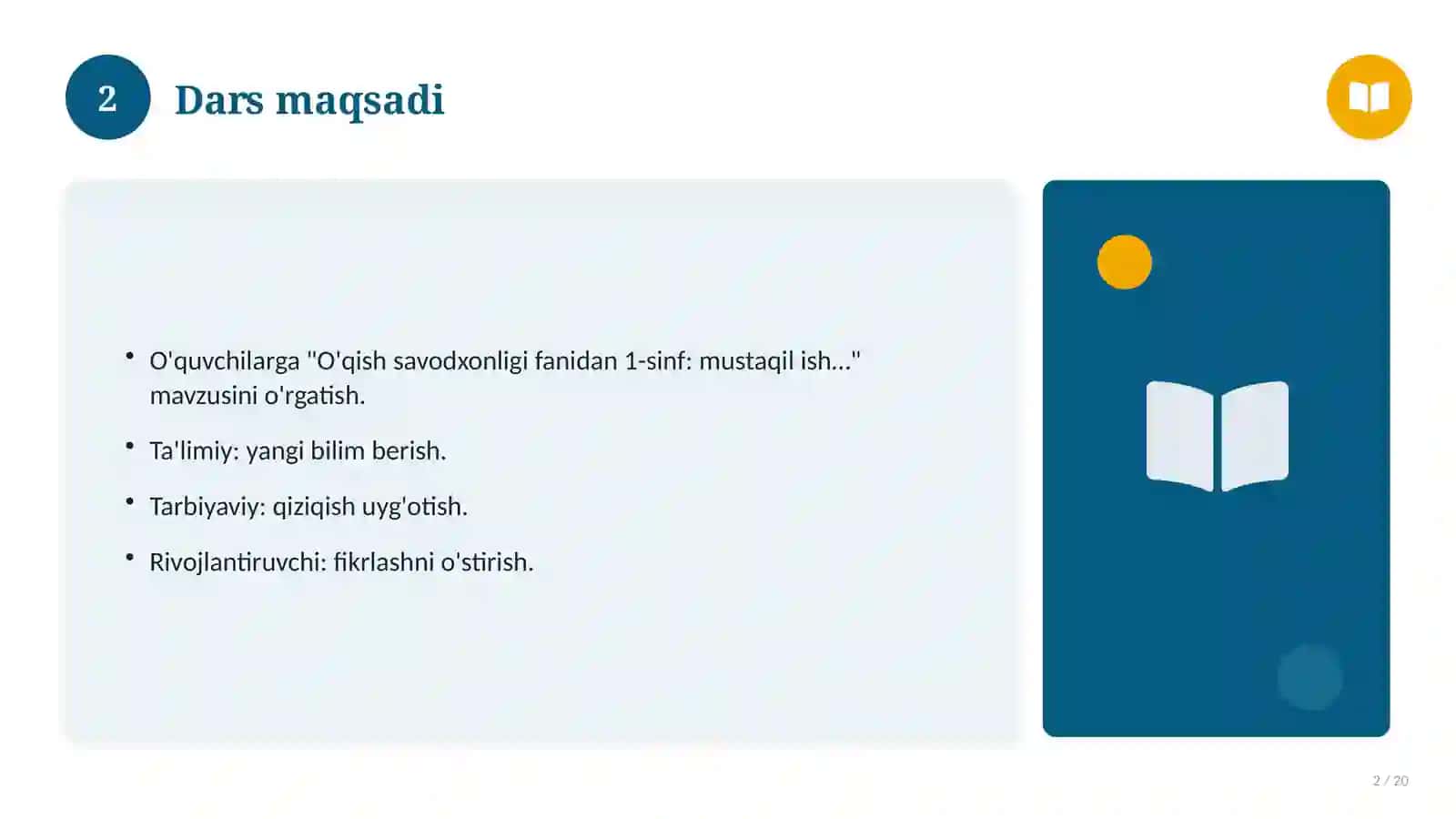 O'qish savodxonligi fanidan 1-sinf: mustaqil ish topshiriqlari 2