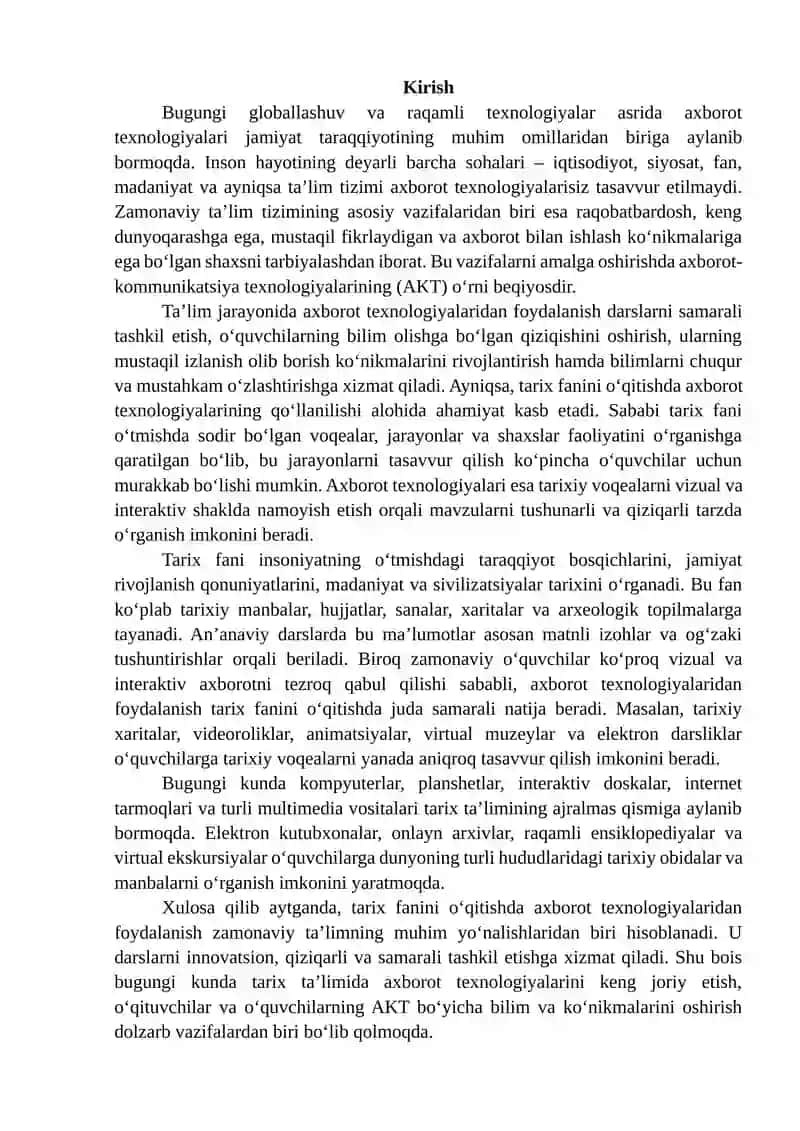 Tarix fanidan axborot texnologiyalarining qo‘llanilishi 2