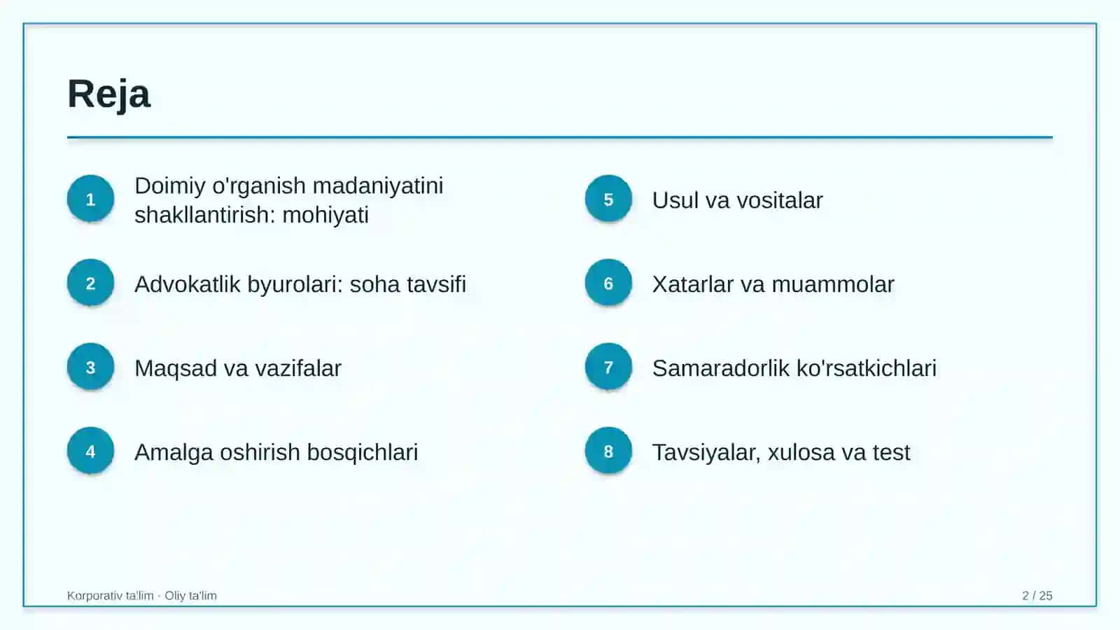 Advokatlik byurolarida doimiy o'rganish madaniyatini shakllantirish 2