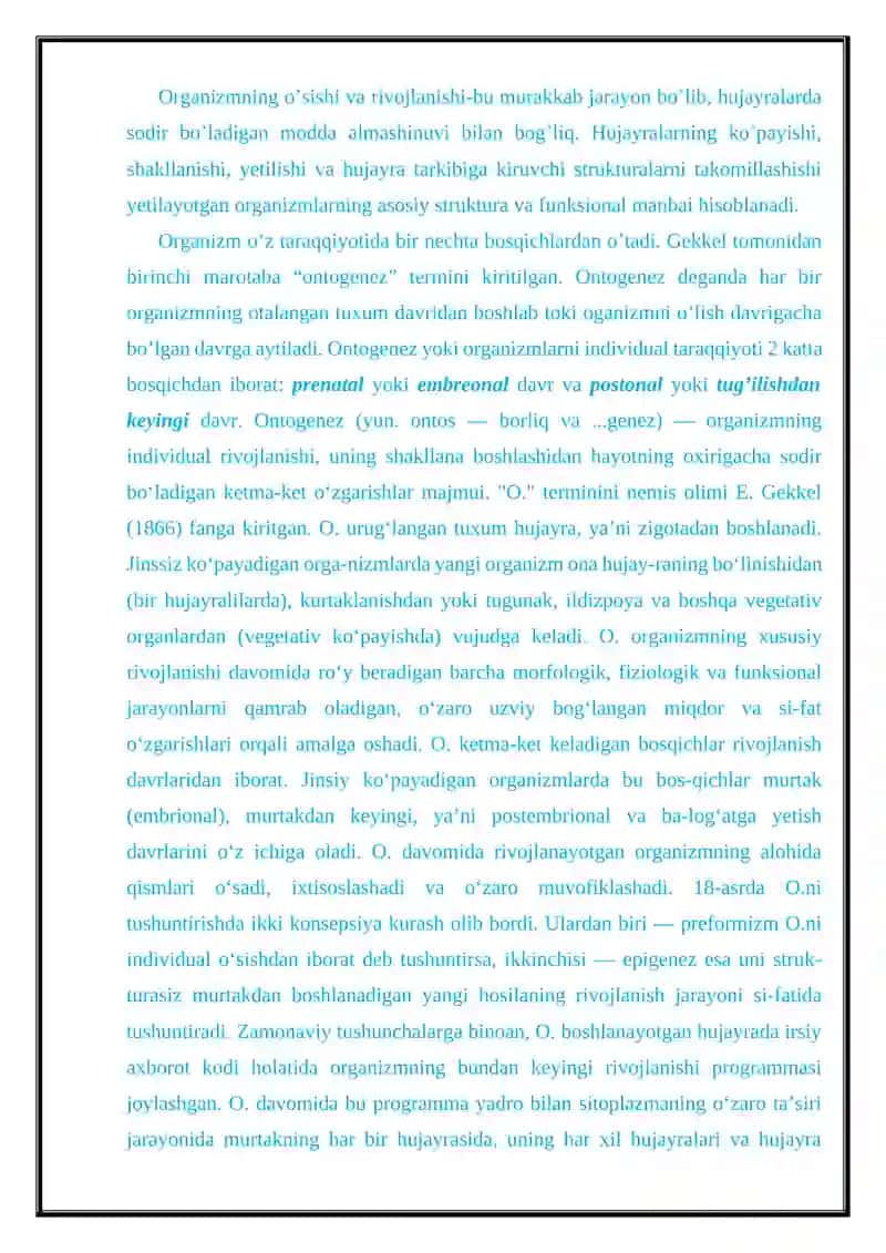 Ontogenez nazariyasi va salomatlik 2