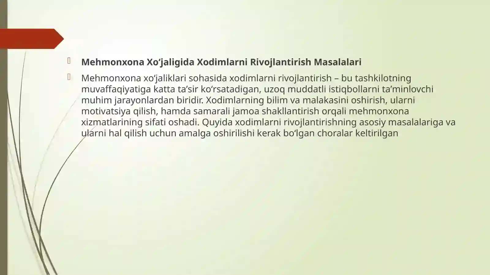 Mehmonxona xo’jaliklarida xodimlarni rivojoantirish masalalari 2
