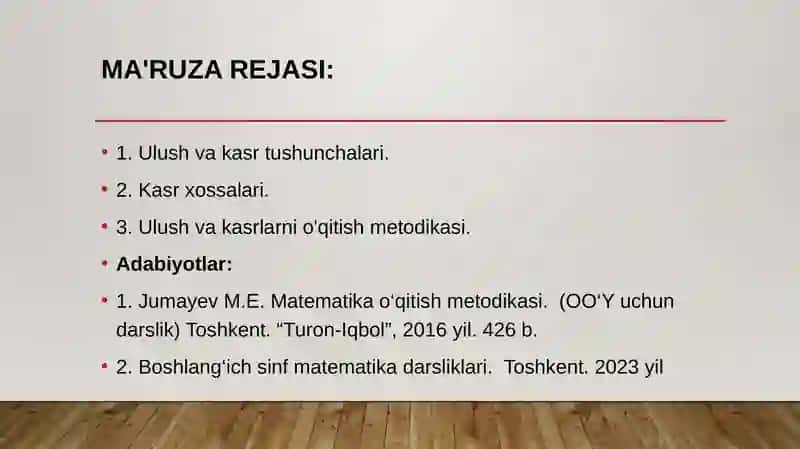 Ulush vakasrlarni o'qitish metodikasi 2