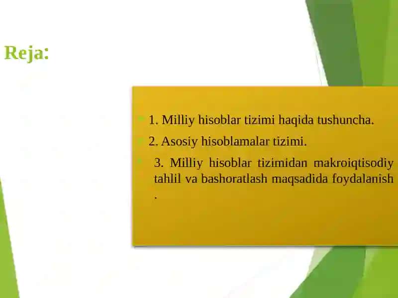 Milliy hisoblar tizimi va makro iqtisodiy ko'rsatkichlar tizimi 2