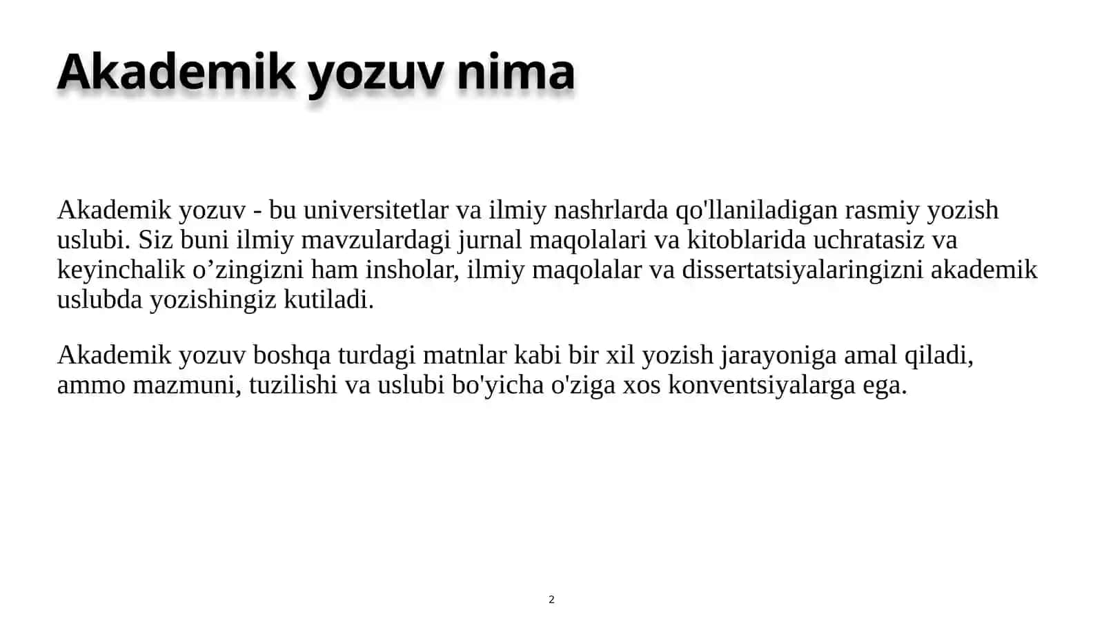 AKADEMIK YOZISH 2