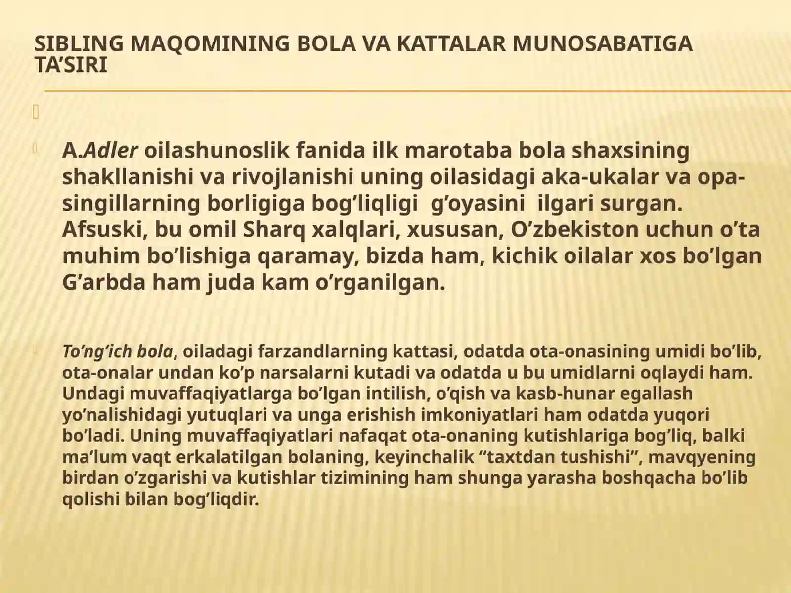 Aka-ukalik va opa-singillik munosabatlari psixologiyasi 2