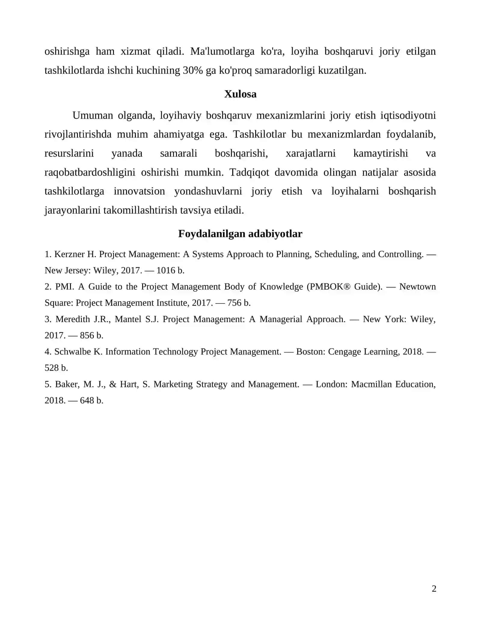 Loyihaviy boshqaruv mexanizmlarini joriy etish 2