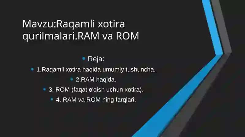 RAM va ROM tushunchalari 2