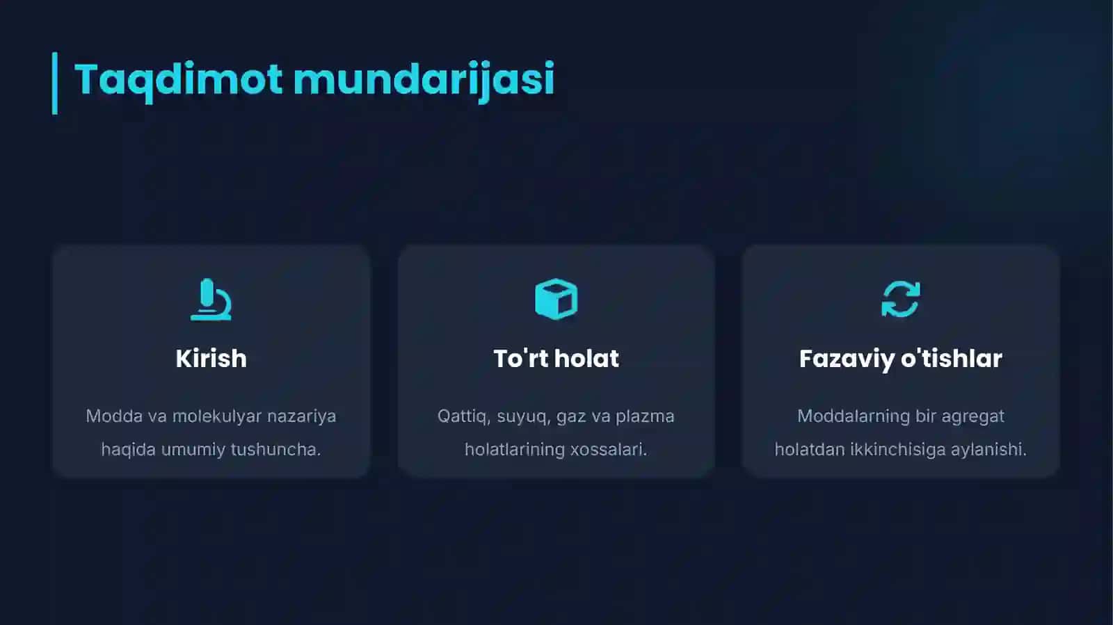 Moddaning agregat holatlari 2
