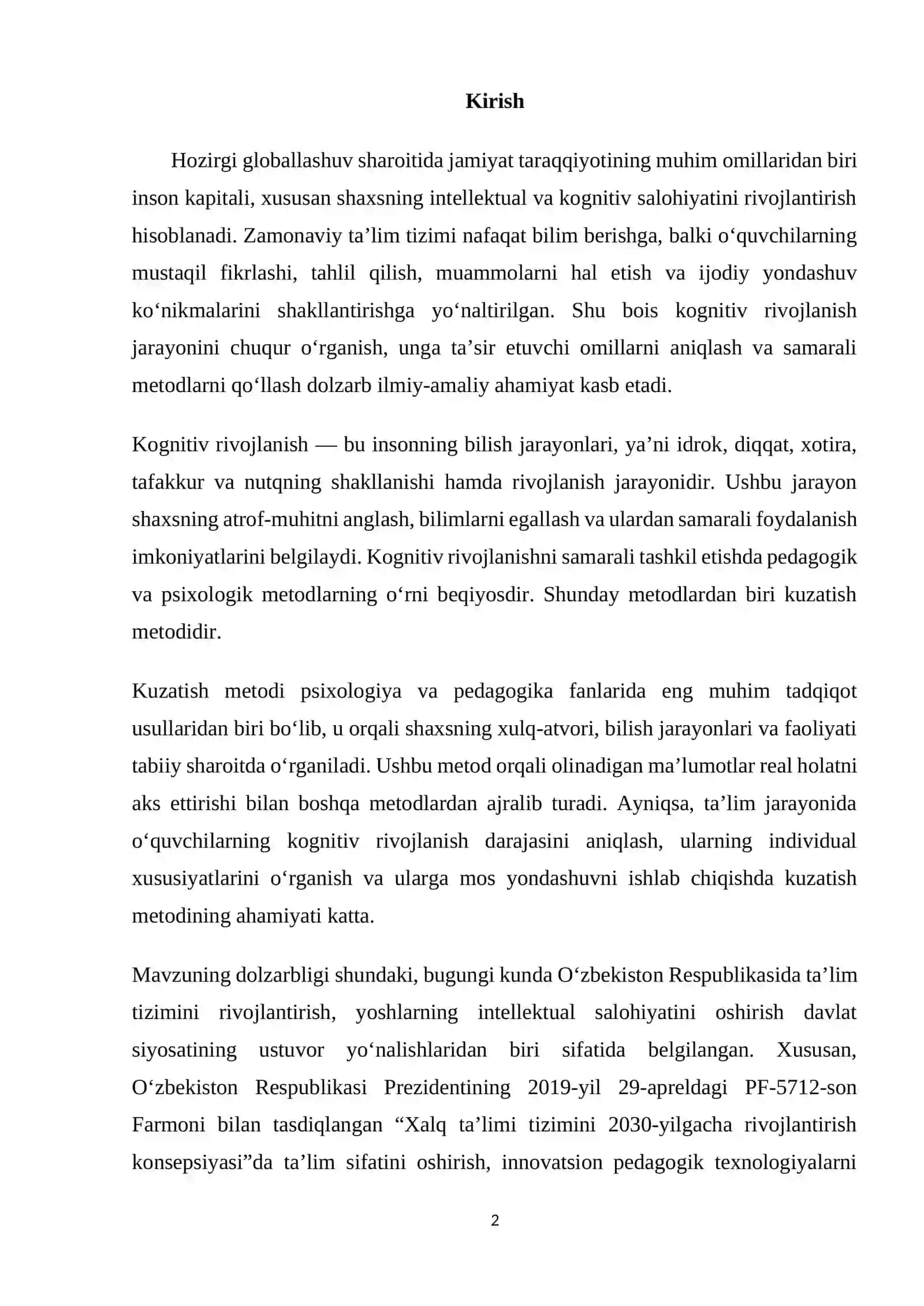 Kuzatish metodining kognitiv rivojlanishga ta’sirini ilmiy asoslash 2