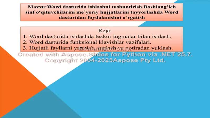 Word dasturida ishlashni tushuntirish: Boshlang’ich sinf o‘qituvchilarini me’yoriy hujjatlarini tayyorlashda Word dasturidan foydalanishni o‘rgatish 2